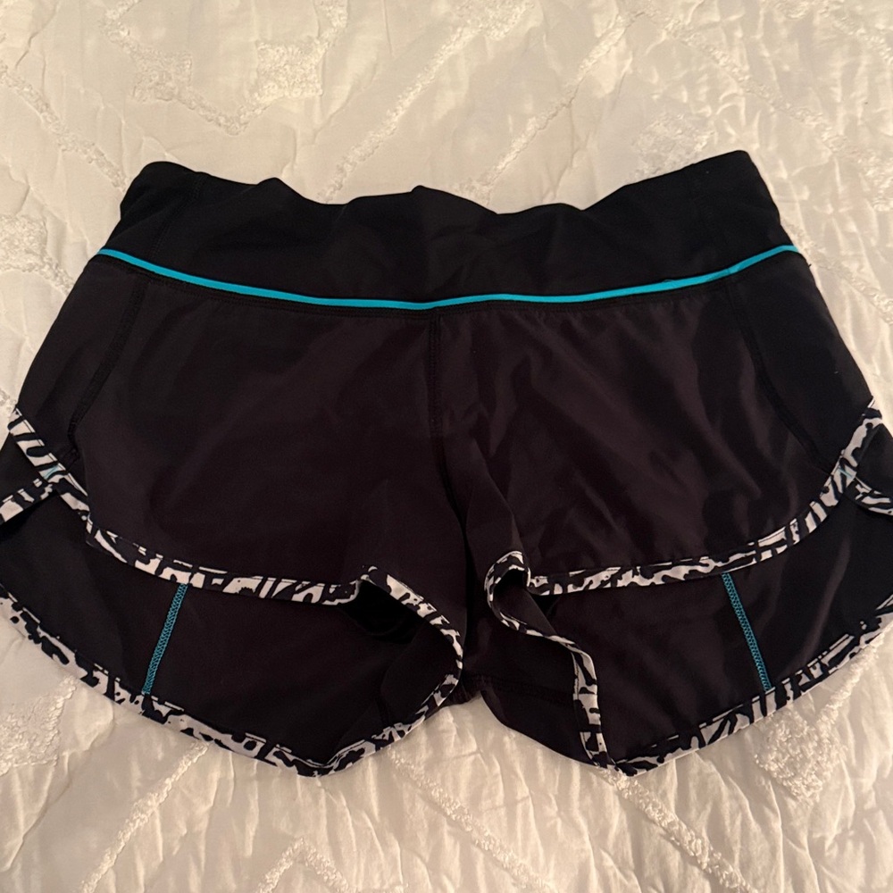 lululemon athletica Black and Blue Trim Women's Athletic Shorts